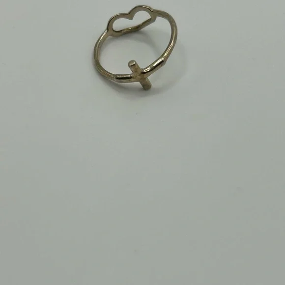 Sterling Silver 925 Heart & Cross Ring Size 7.5 - Picture 4 of 6